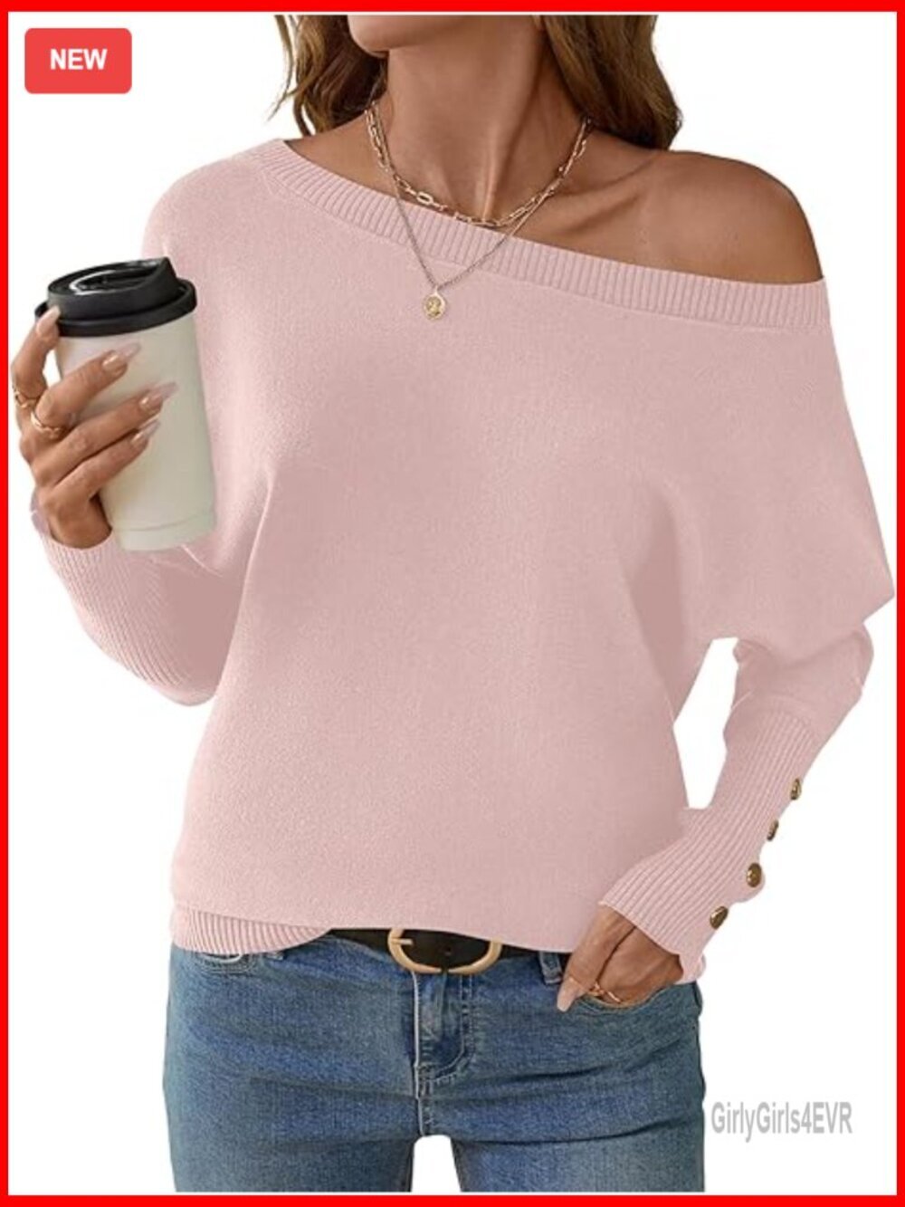 Oversized Off Shoulder Sweater Batwing Sleeve Pullover Knit Top
